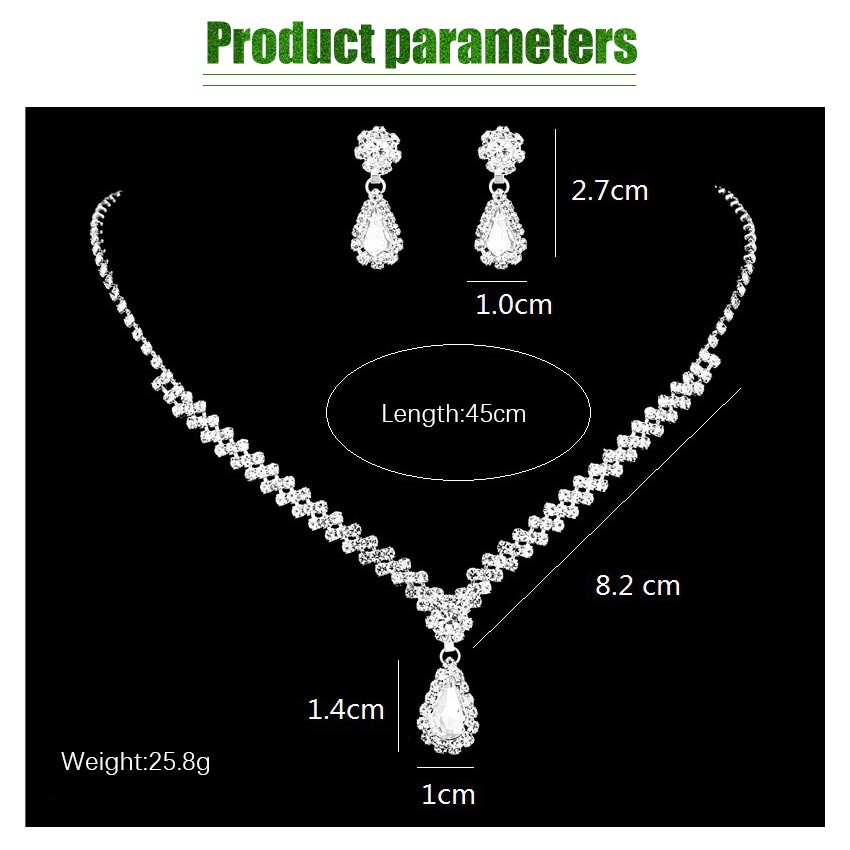Kalung Anting Liontin Tetesan Air Kalung Pernikahan Set Perhiasan Pesta Kalung dan Anting Perhiasan