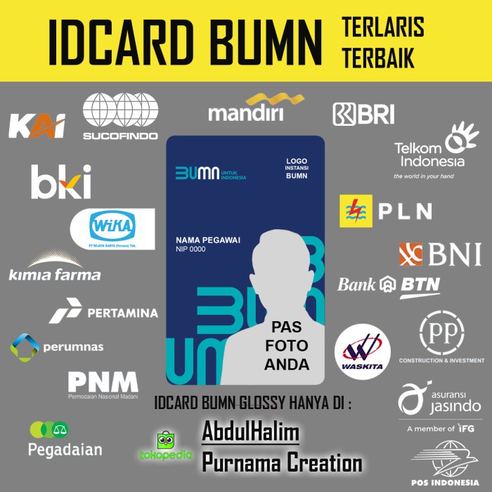 BW76 Cetak idcard id card BUMN Terbaru name tag baru GLOSSY MENGKILAP - E-money Mandiri