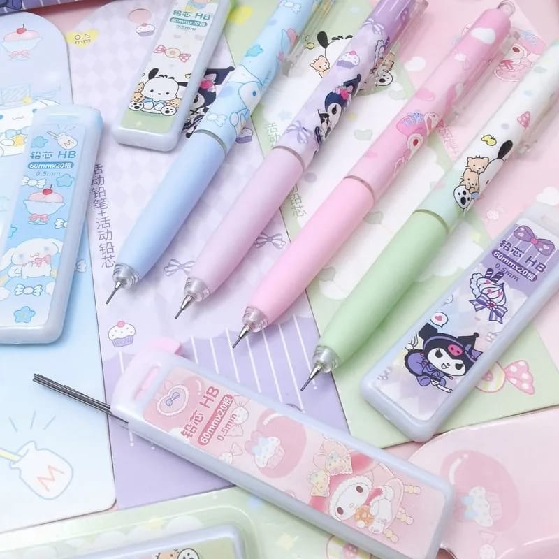 

(Free Isi Pensil) Alat Tulis Kantor Perlengkapan Sekolah Pensil Mekanik Kartun Sanrio Lucu Pensil Mekanik Cute 0.5mm