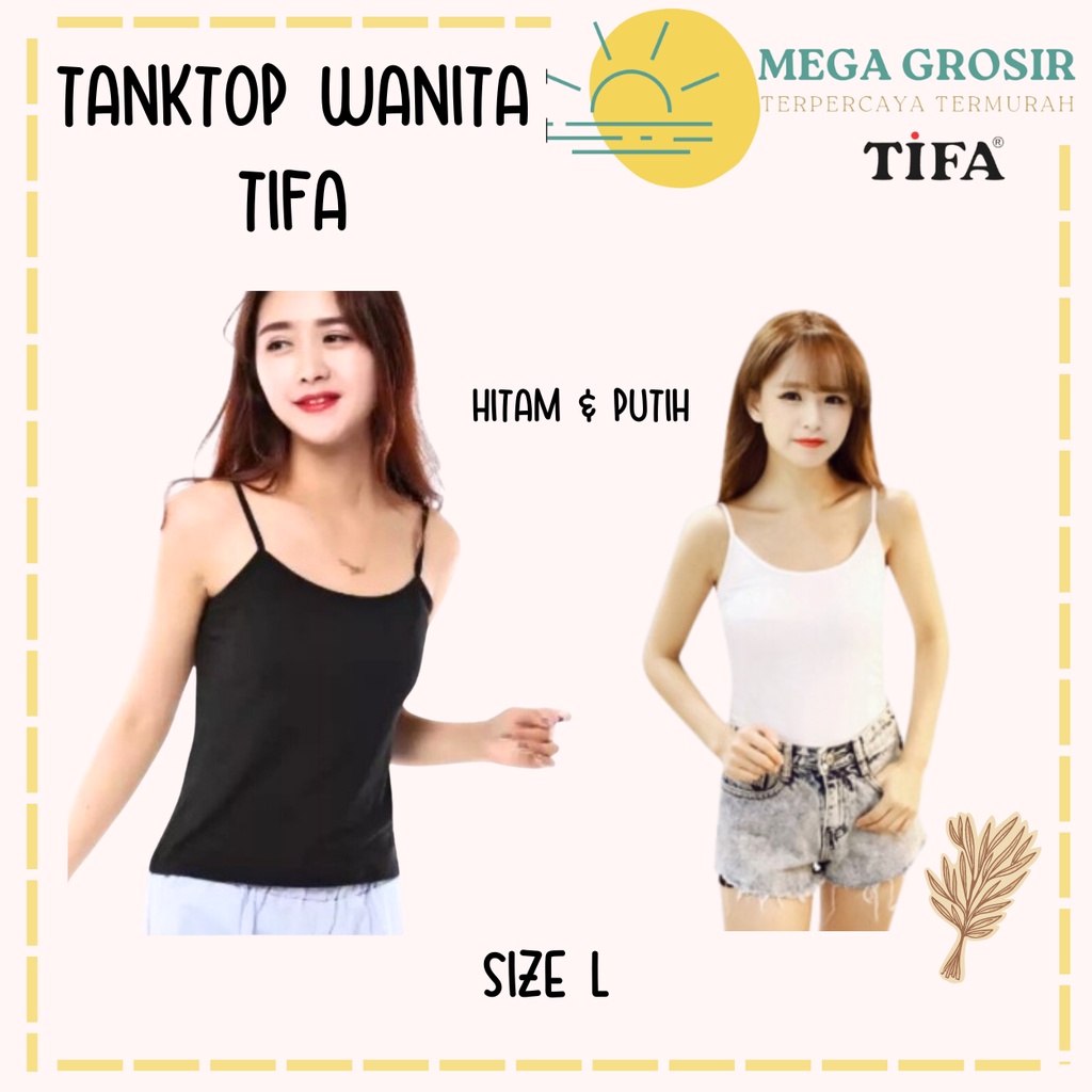 Tank Top Wanita TIFA Hitam Putih Tali Kecil / Kaos Dalam