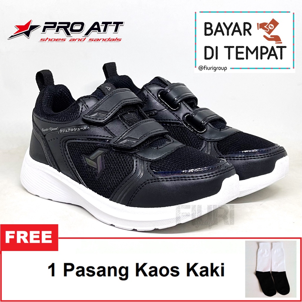 FIURI - PRO ATT ORIGINAL - IVO V 31-38 HITAM PUTIH - SEPATU SNEAKERS PEREKAT MAGNET KANVAS SOL KARET