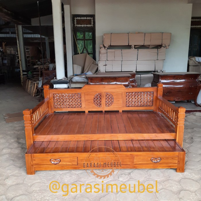 Termurah daybed bangku ukir minimalis jepara bale bale kursi susun kayu jati
