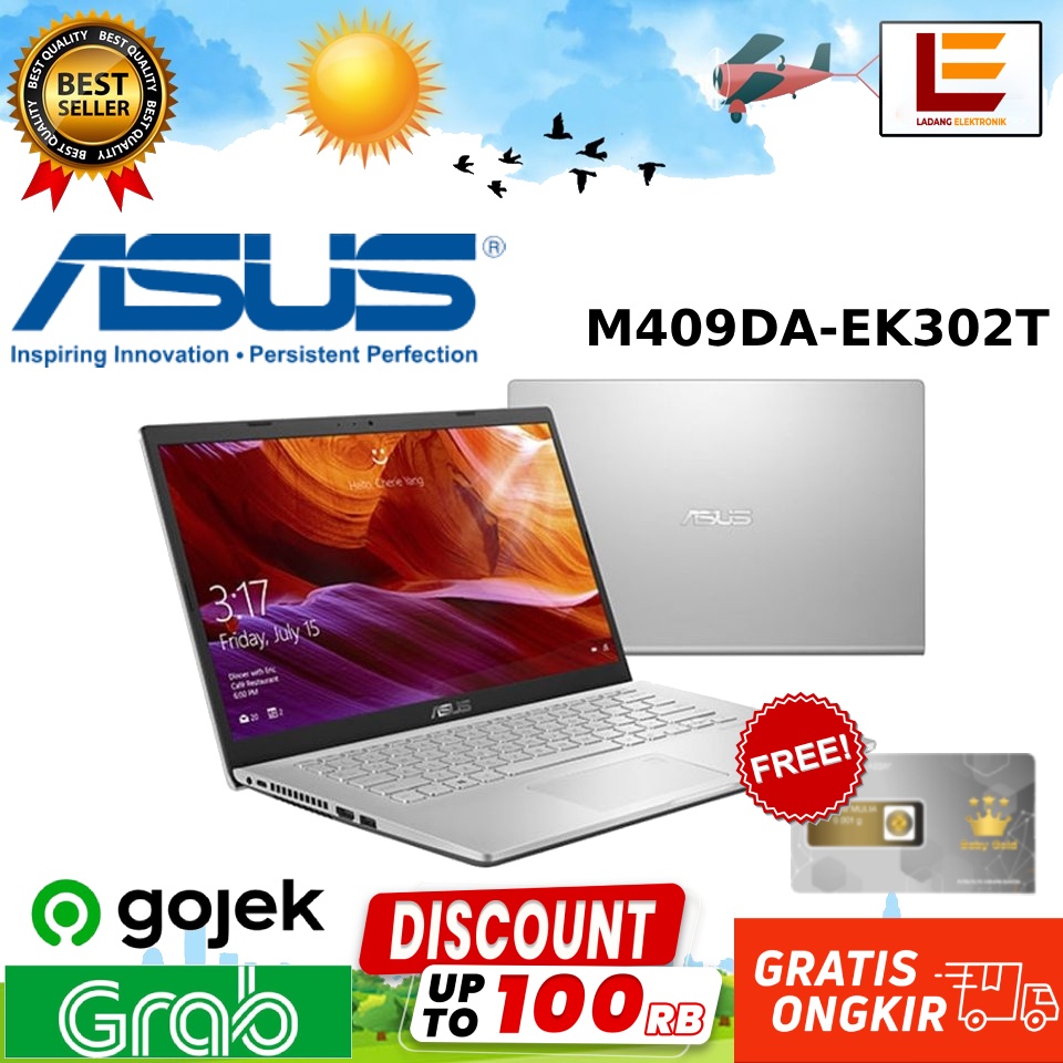 Laptop ASUS M409DA-EK302T Ryzen 3 Nanoedge Display