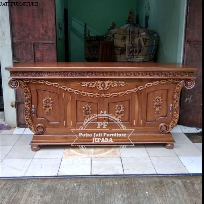 Termurah Bupet meja Tv besar kayu jati - lemari pendek hias ruangan ukir
