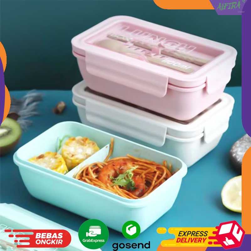 BONBOX Kotak Makan Plastik sekat 2 Multifungsi Lunch Box Kotak Bekal BTW20