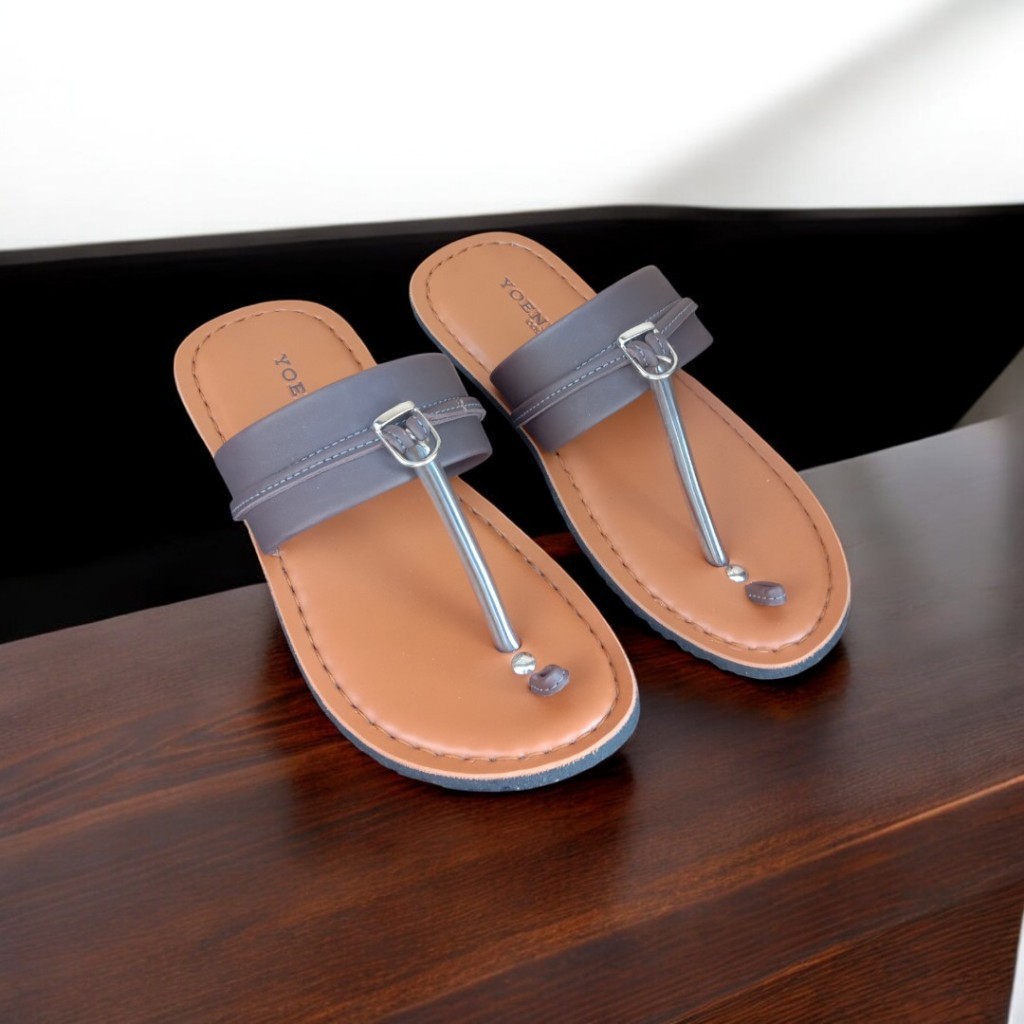 Sandal Kulit Pria / Sandal Pria Tarumpah Tatak Tan / Sandal Kekinian Termurah Merk YOENKOE Tasikmala