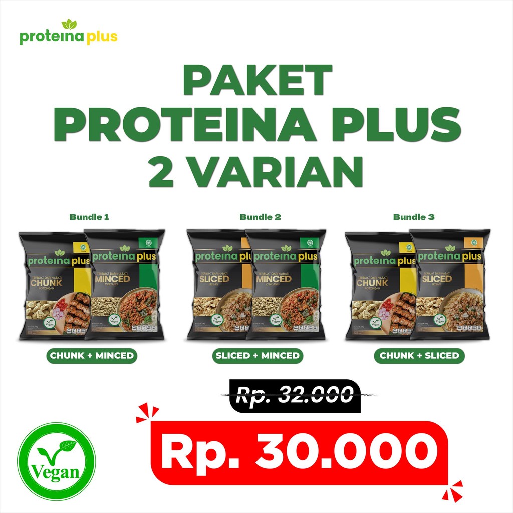 

Paket 2 Varian Proteina Plus / Protein Nabati / Daging Nabati