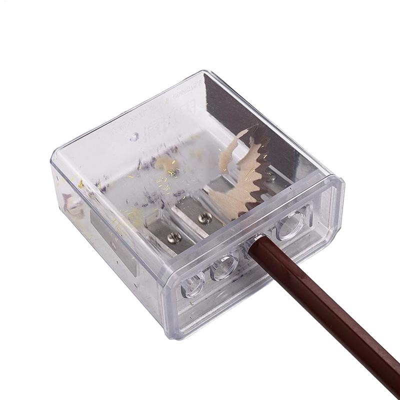 

Manual 4 Holes Pencil Sharpener with Clear Cover Handheld Long Point Pencil Sharpener Students Supplies for Sketching, Charcoal