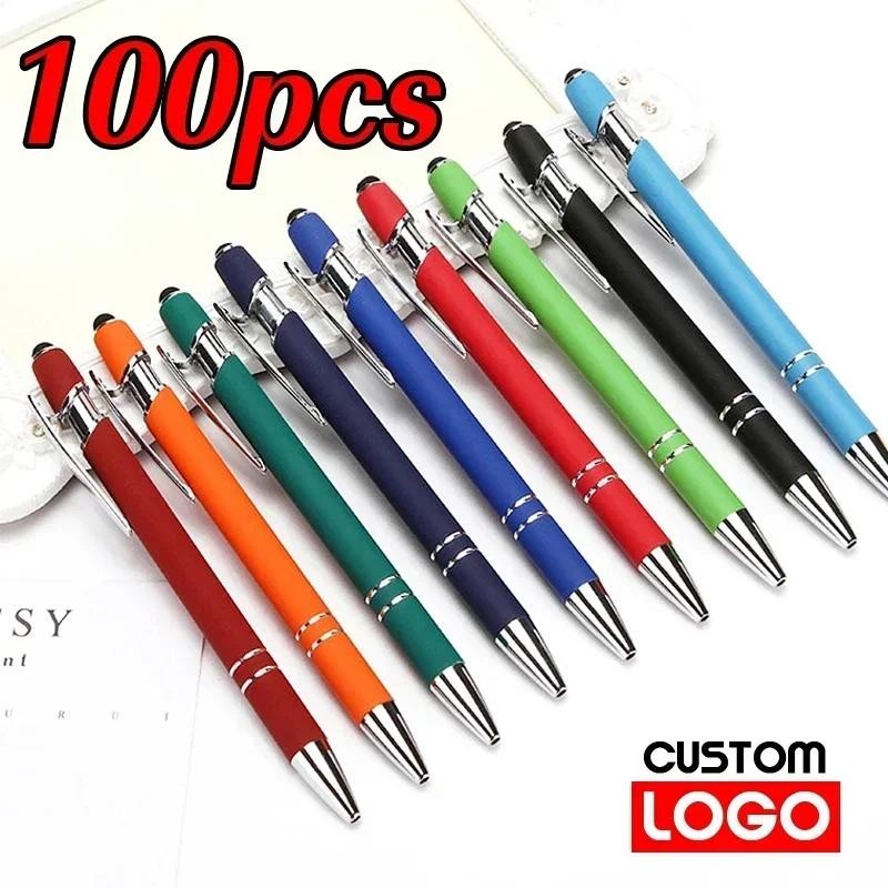 

100 Pcs Light - Metal Capacitive Universal Touch Screen Stylus Ballpoint Pen Free Custom Logo Writing Stationery Office Gifts