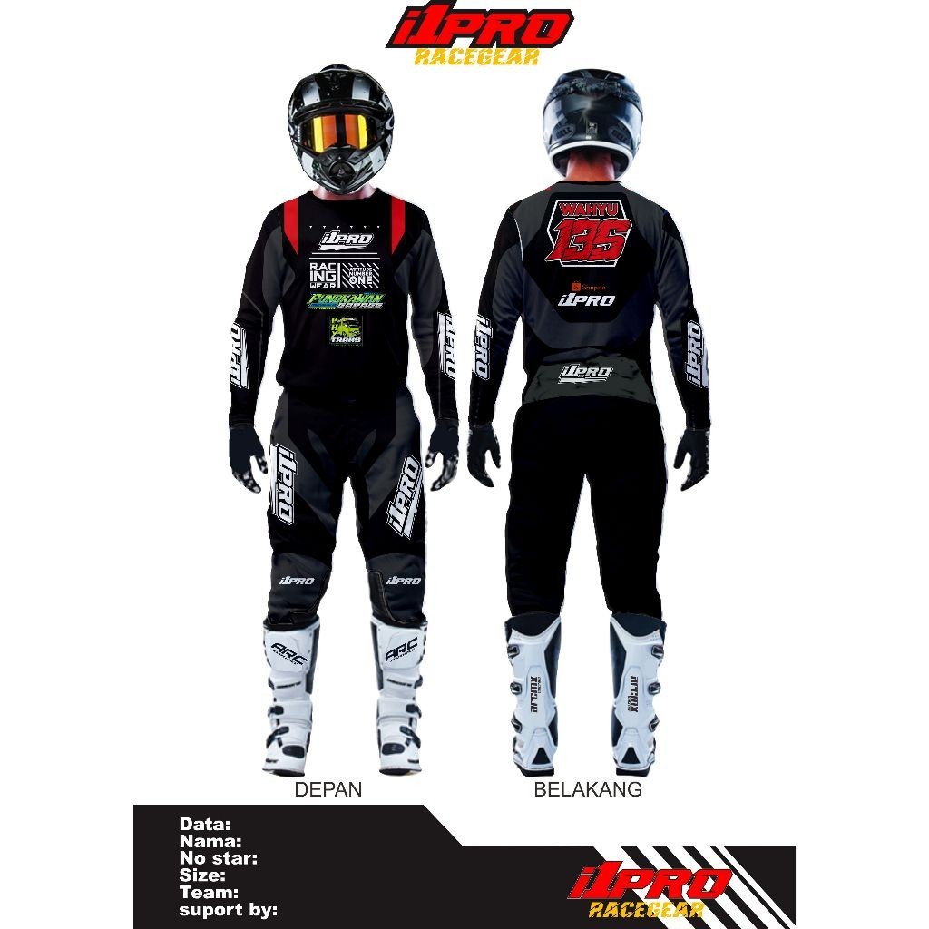 Set Jersey Trail Adventure + Celana Cross Motocross Custom Name