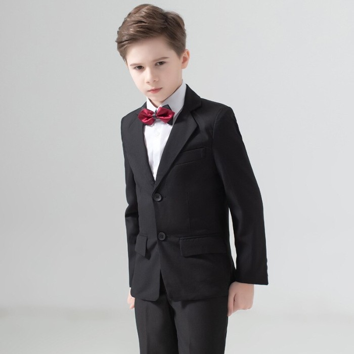 Jas Anak Laki Laki Blazer Anak Formal Kid's Suits usia 2-13 Tahun - Hitam Polos, 8 Tahun