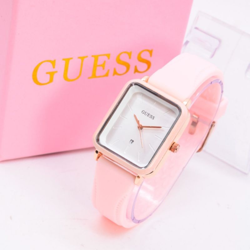 Spesial Promo Jam Tangan Wanita Guess Gc Murah Mode Segi Analog Tanggal On Tali Rubber Karet Fashion
