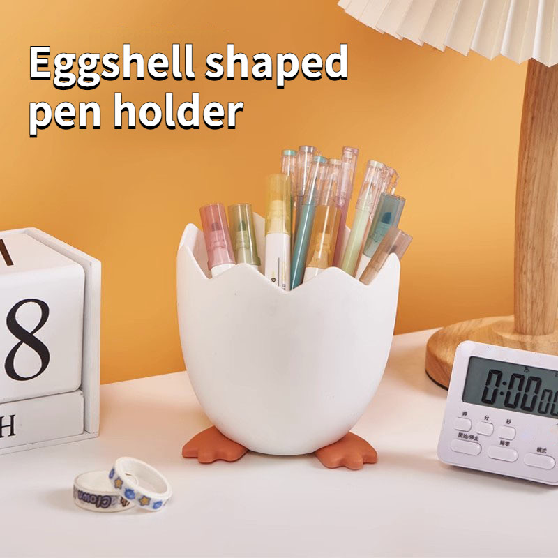 

Kawaii Eggshell shape Pen Pencil Pot Pen Holder Stationery Storage Container Desk Organizer Cosmetic Storage Makeup Brush Bucket