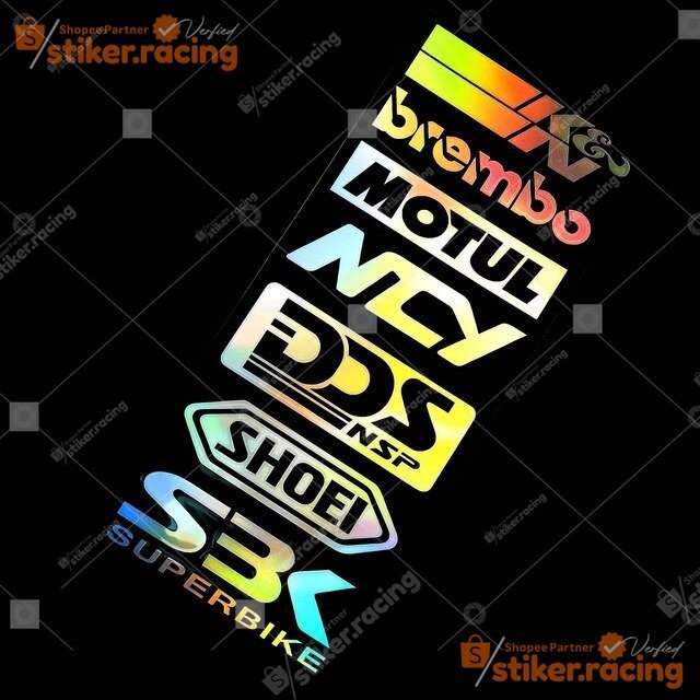 1SET STICKER HOLOGRAM, STICKER SPONSOR ROAD RACE, SUPER BIKE, RACING, TRAIL MOTOGP GSX NINJA R25 R15
