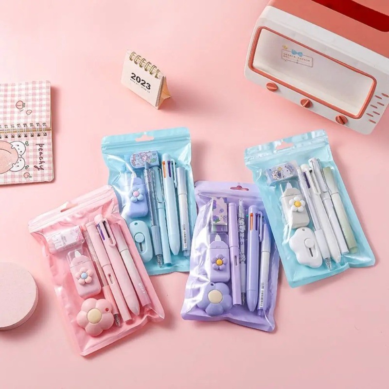 

7-in-1 Stationery Set Birthday Present Back to School Gift Pencil Eraser Students Prize School Office Correction Tape Kids