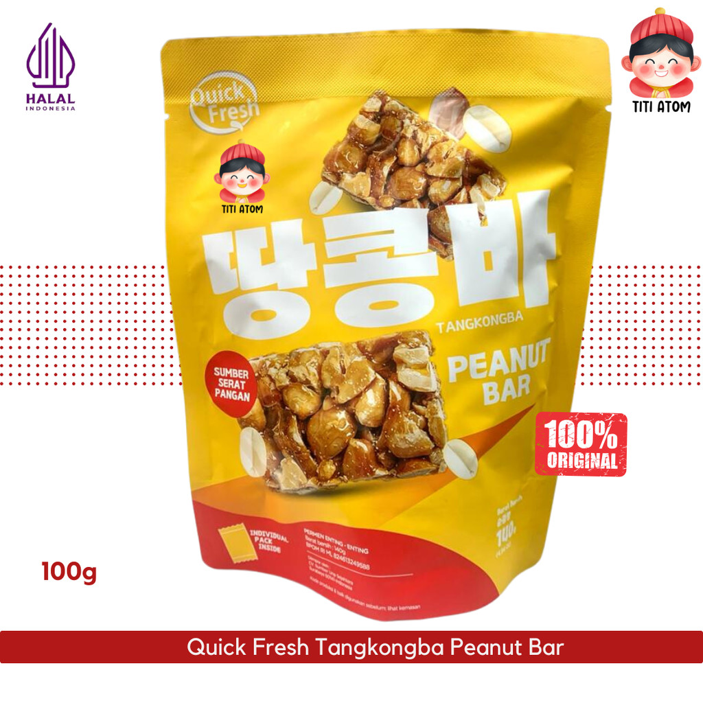 

Quick Fresh Tangkongba Peanut Bar Permen Ting Enteng Kacang 140g