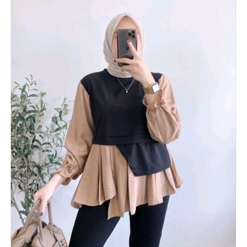 AZELIAA TOP / BAJU KANTOR / KEMEJA KANTOR / ATASAN WANITA / BAJU WANITA / BLOUSE MUSLIM / PAKAIAN MU