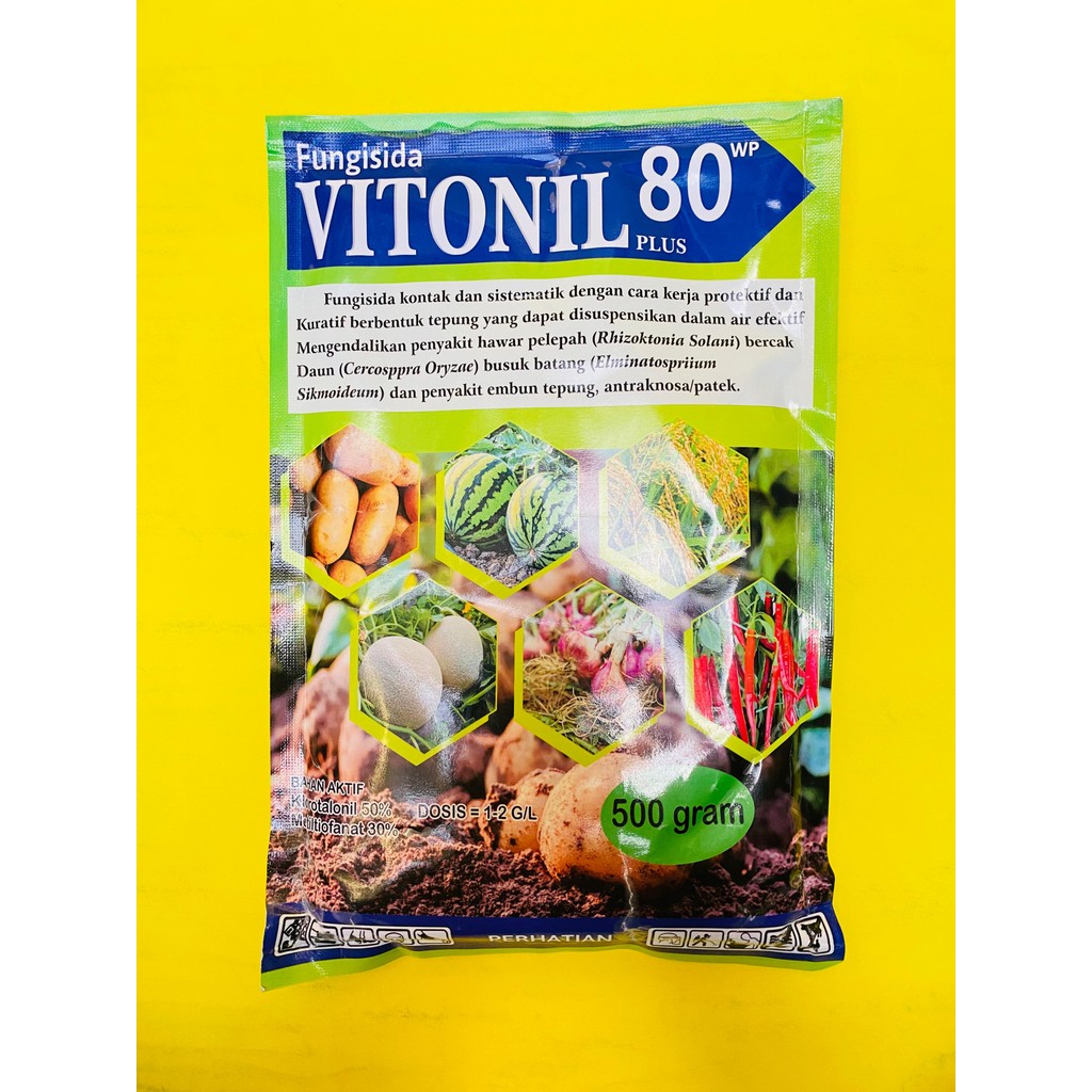 Fungisida kontak sistemik pengendali hawar VITONIL PLUS 80WP isi 500gr