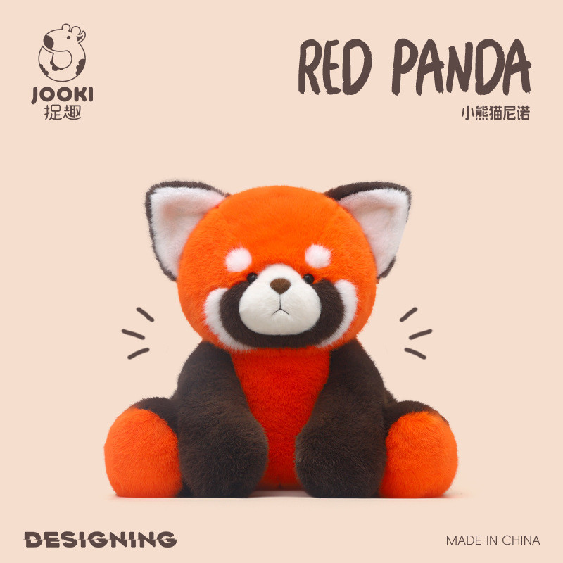 JOOKI Mainan Plush Panda Merah Nino Boneka Imut Bantal untuk Hadiah Ulang Tahun Gadis