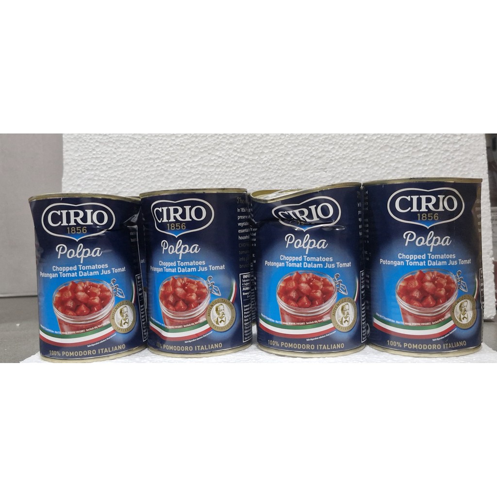 

CIRIO CHOPPED TOMATOES POLPA /POTONGAN TOMAT DALAM KALENG (PENYOK)