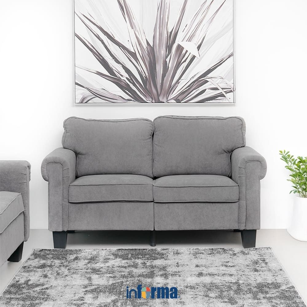 Informa Neo Langley Sofa Fabric 2 Seater - Abu-Abu Tempat Duduk Empuk Sofa Ruang Tamu Furniture Indo