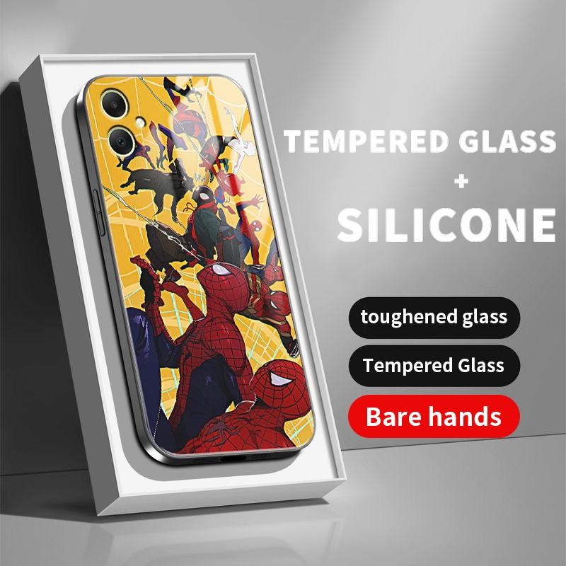 Hard Case Glass Kaca For Samsung A05 A05s A02 A02s A03 A03 Core A03s A04 A04E A04s Case Simple Spide