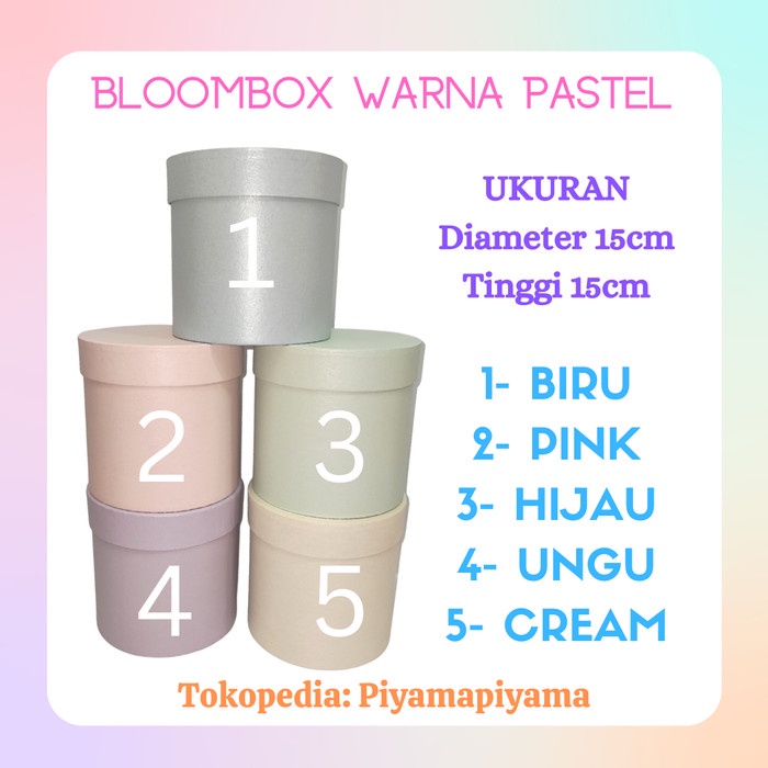 

round bloom box warna PASTEL/ kotak kado bulat / box bulat d15 t15 - pink