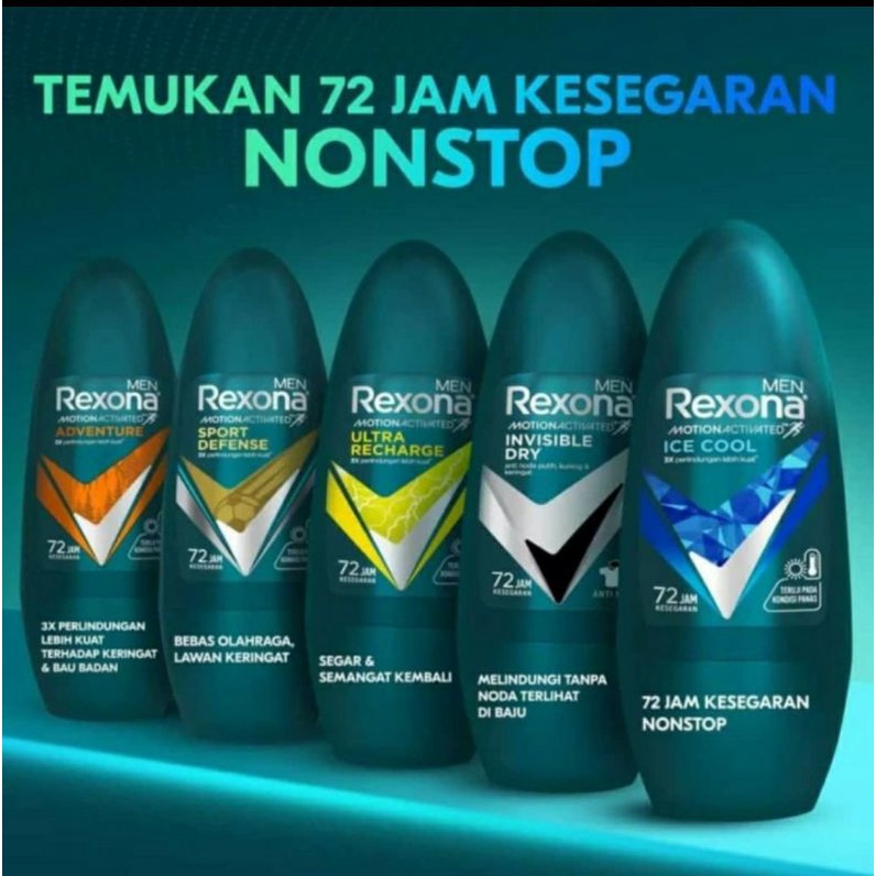 Rexona Men Deodorant Roll On 45 Ml Deodoran 45Ml Lime Cool Adventure V8 Active Bright Charcoal Sport