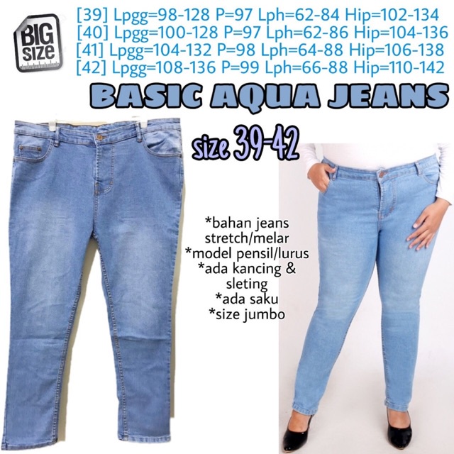 Basic Aqua Jeans 39 40 41 42 Celana Panjang Wanita Jumbo Big Size