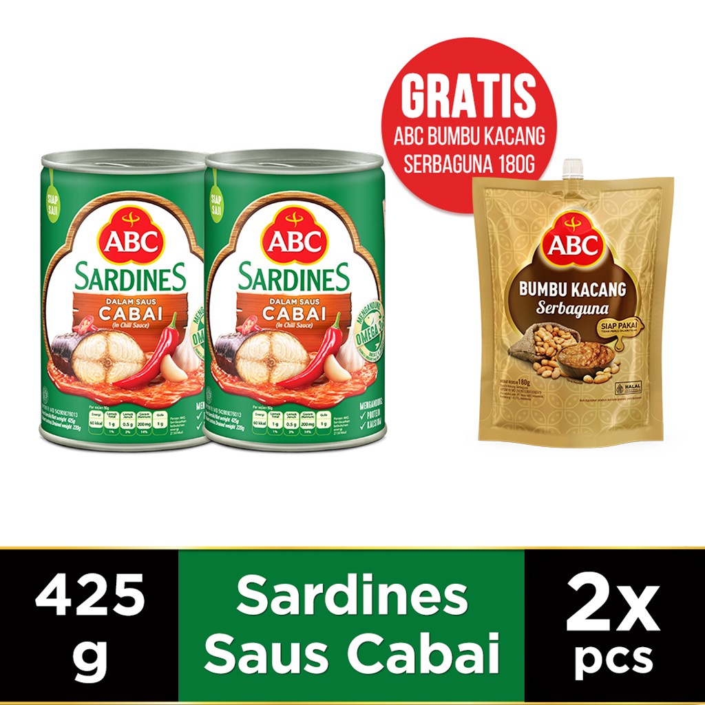 

ABC Sarden Cabai 425g Buy 2 Free ABC Bumbu Kacang Serbaguna 180 g