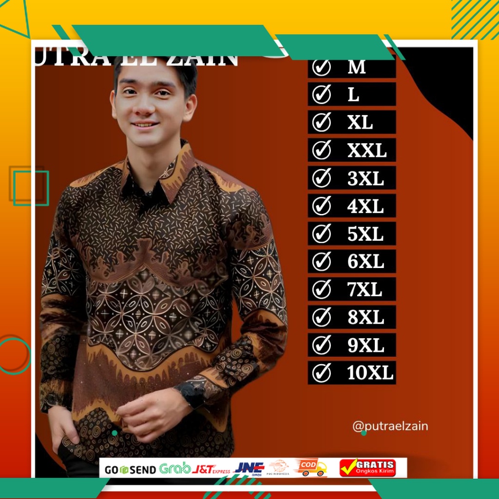 BAJU BATIK PRIA KEREN MODEL BARU /BATIK PUTRA EL ZAIN BATIK MERAH BATA BATIK KARAMEL BATIK TERAKOTA 