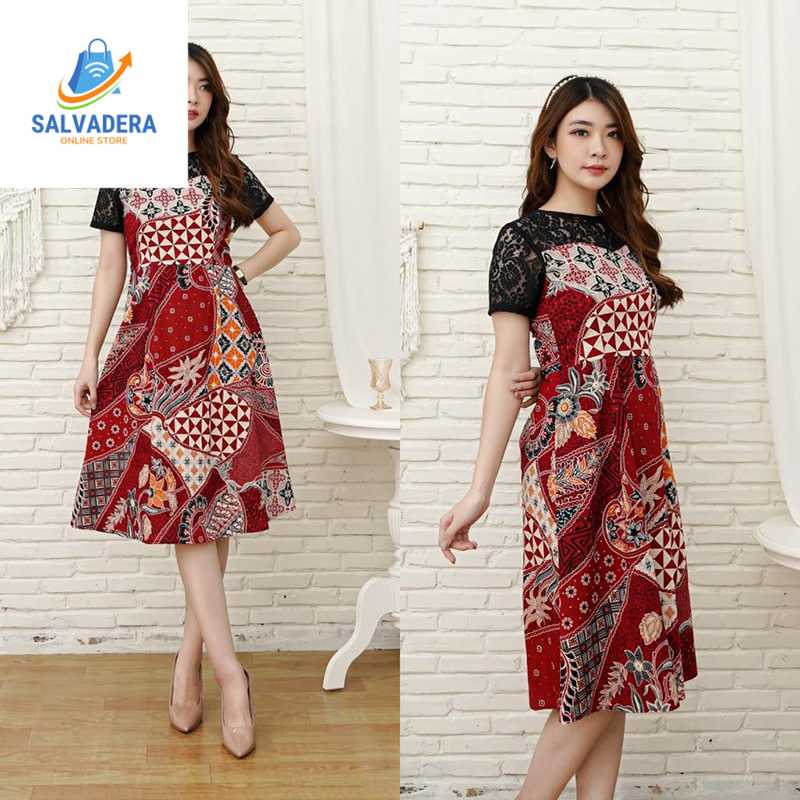 Limy Dress Batik Wanita Sabrina Dress Wanita Batik Modern Gaun Pesta