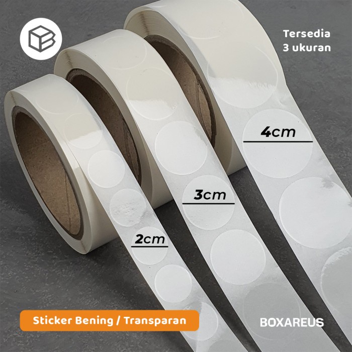 

Stiker Bening Sticker Transparan Polos Bulat Bundar - STB - Bening 2cm