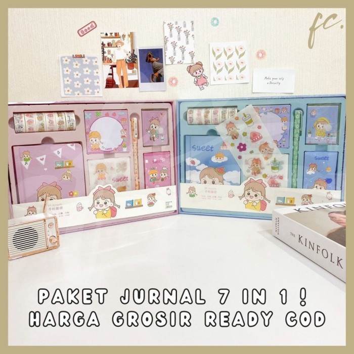 

Paket Jurnal Set 7 in 1 Agenda / Gift Box Hampers / Hadiah / Notebook - Pink Peach