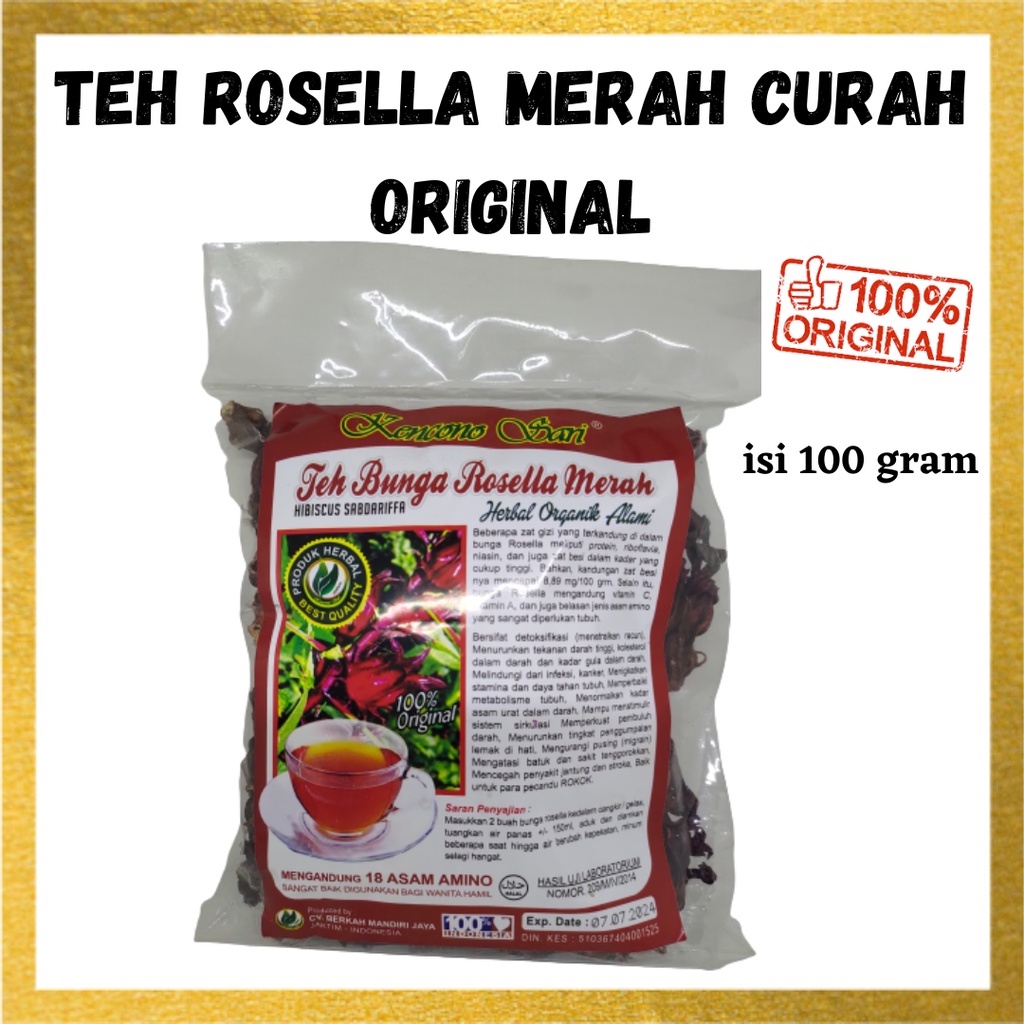 

Teh Rosella Merah Kencono Sari / Teh Rosella Merah Premium / Teh Rosella Untuk Diet / Teh Bunga Rosella Merah Curah