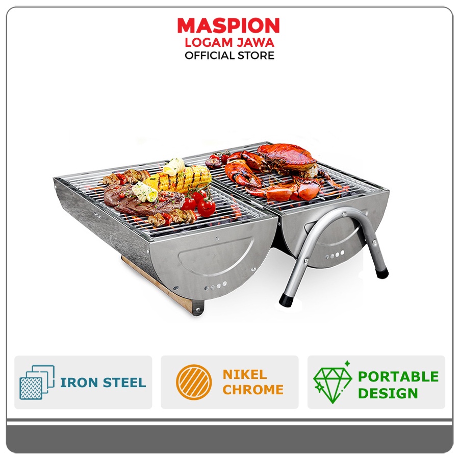 Maspion Maslon Double Stainless Steel Grill 41 cm With Cover
