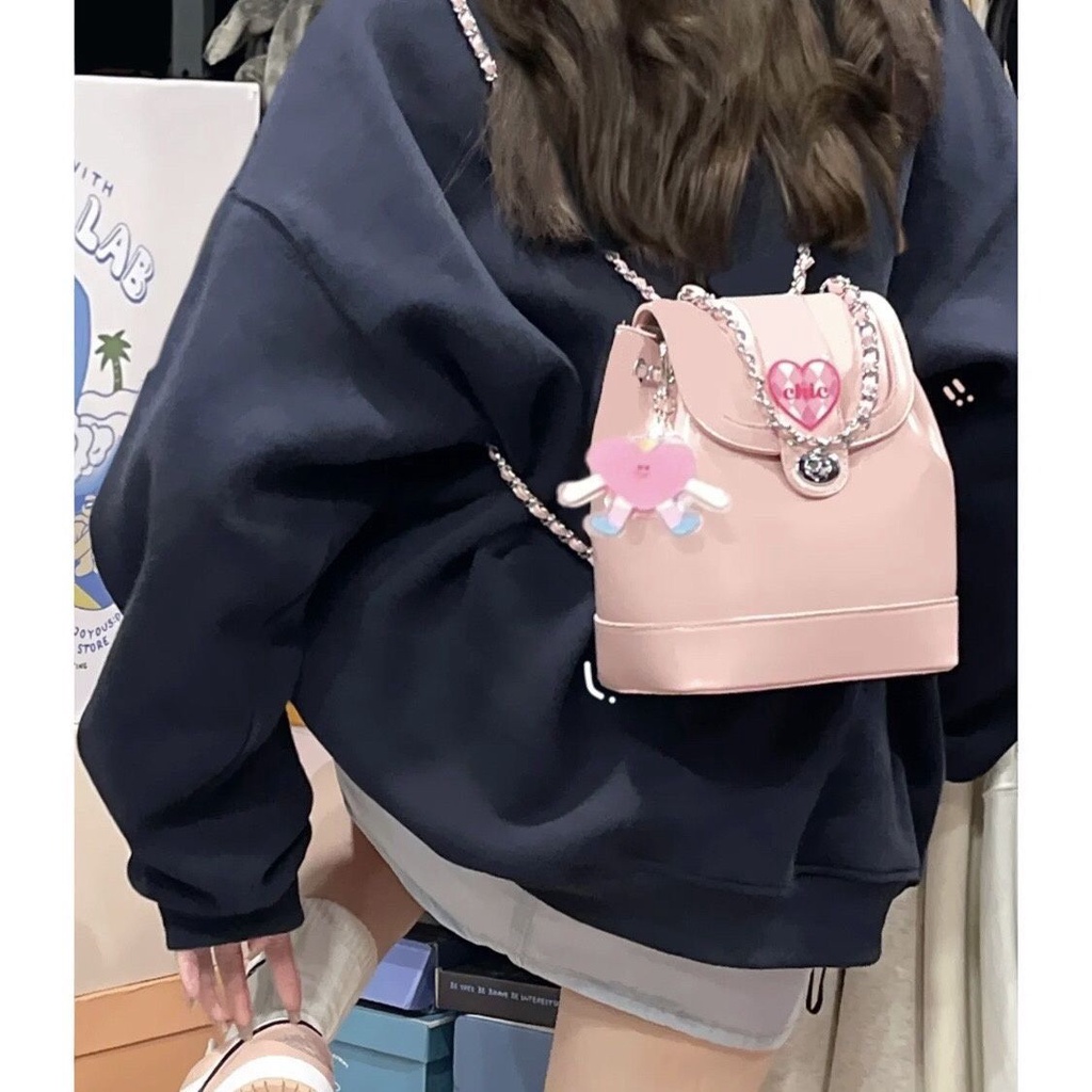 HALIYA Tas Bahu Ceruk Korea 2023 Ransel Rantai Wangi Kecil Kapasitas Besar Siswa Baru