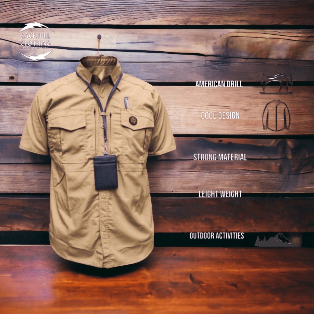 Kemeja Tactical M-tac Lengan Pendek Terbaru - Kemeja Pendek Cream / Kemeja Kantoran / BUMN / - Bahan
