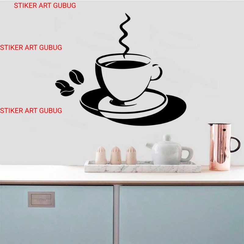 WALL CUTTING STICKER STIKER DINDING KACA KAMAR TIDUR ANAK CUSTOM WALLPAPER 3D MURAH KOPI CAFE 01