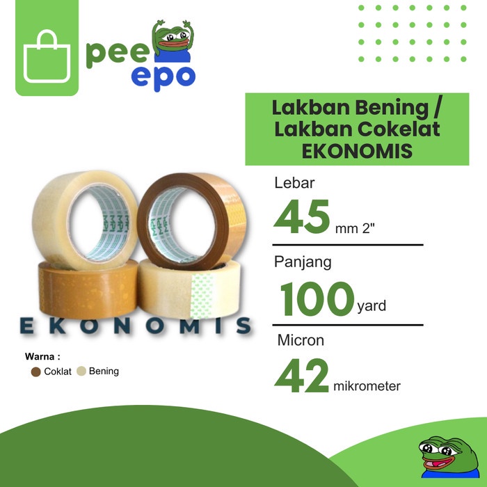 

Lakban Bening / Lakban Cokelat MPI Ekomonis 45 mm x 100 Yard