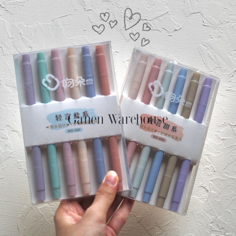 

[GW] Stabilo Isi 6 Highligter 2 Sisi Planner Pastel Sekolah Korean Cute Lucu