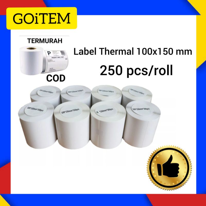 

Kertas Thermal Label barcode 100 x 150 mm ukuran A6 isi 500pcs