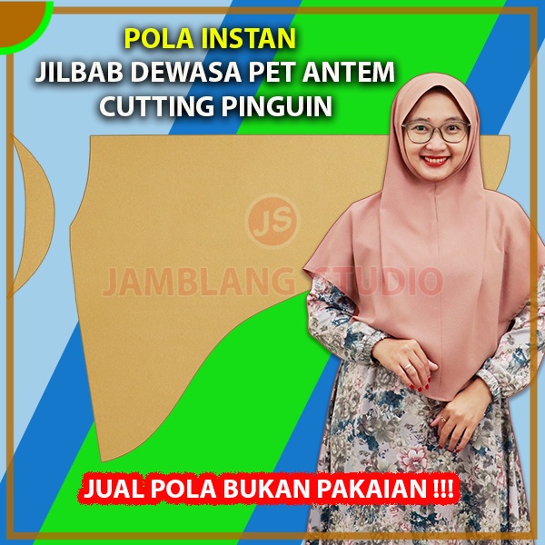 Pola Instan Jilbab Bergo Dewasa Pet Antem Cutting Pinguin | Aneka Pola