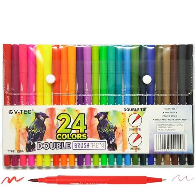 

V-Tec Double Tip Brush Pen Set 24 Warna