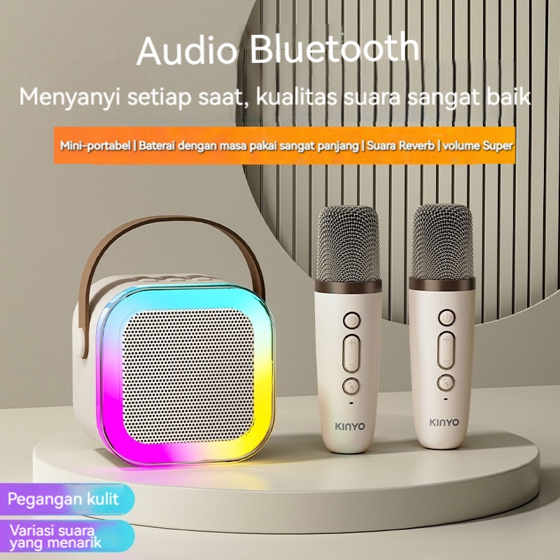 Speaker Full Bluetooth 2 Portabel Karaoke Mic Wireless MIC Bass