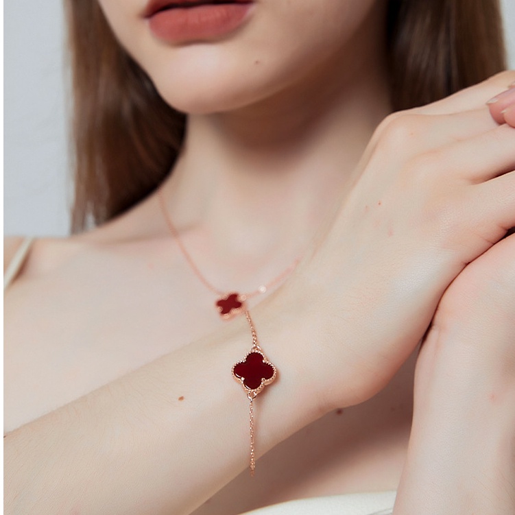 【COD】 Gelang 17K Emas  Vca Van Cleef & Arpels Four-leaf Grass Flower Bracelet Fashion Accessories Go