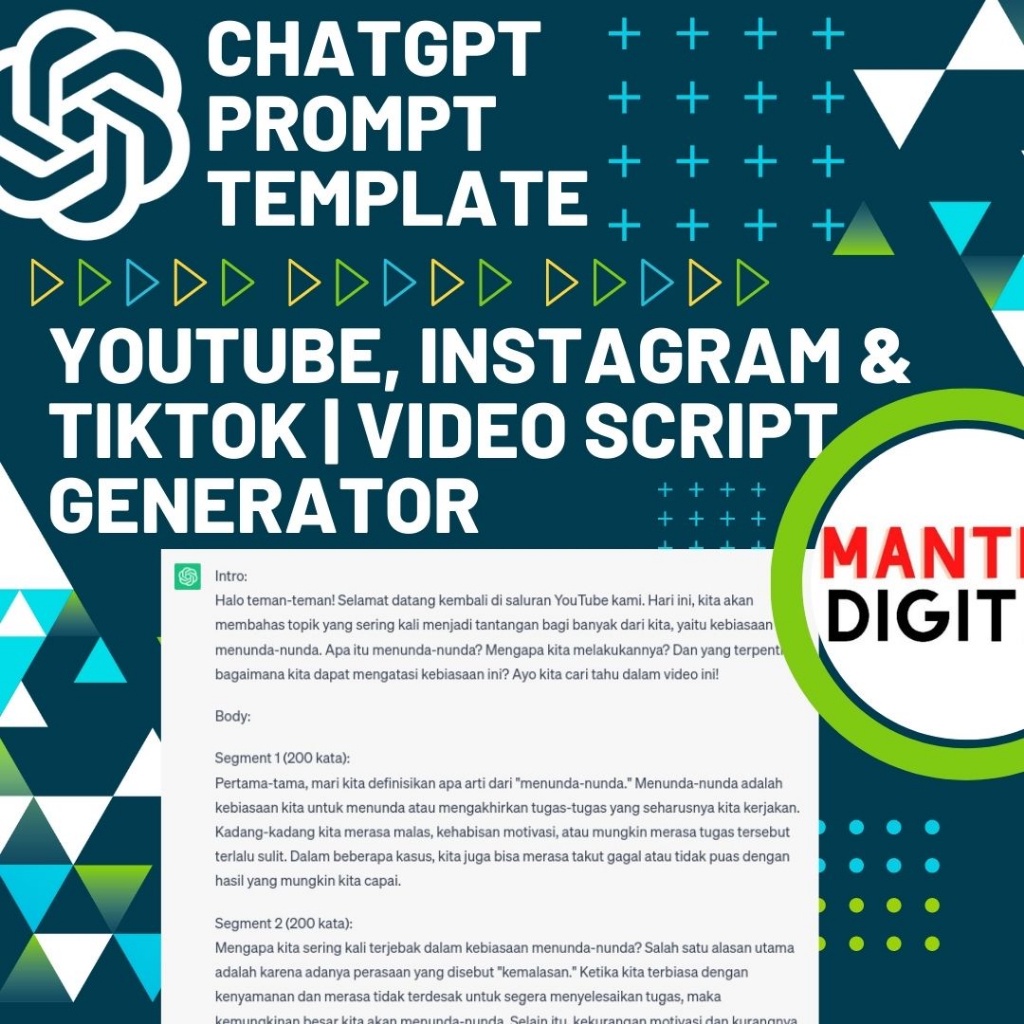 

[A35] Chat GPT Prompt Template | Generator Youtube, Ḭn̰s̰t̰a̰g̰r̰a̰m̰, T̰ḭk̰t̰o̰k̰ scrip | Video Generator ChatGPT
