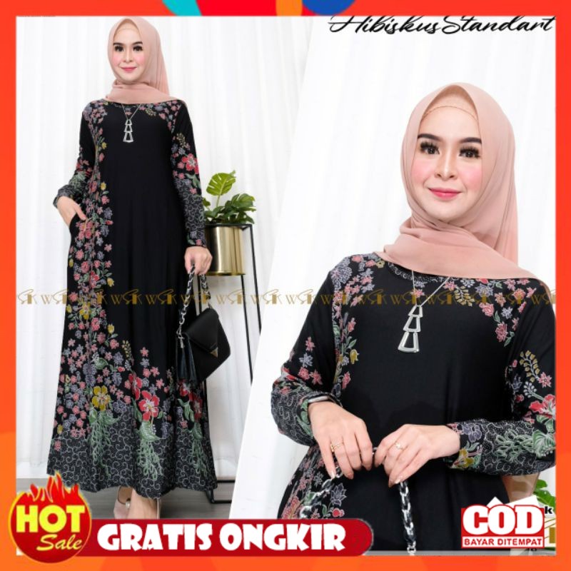 KAIN ADEM HALUS TEBAL / GAMIS MUSLIM JUMBO L XL XXL HIBISKUS MAXY GAMIS CALVIN JEANS LD98 LD110 LD12