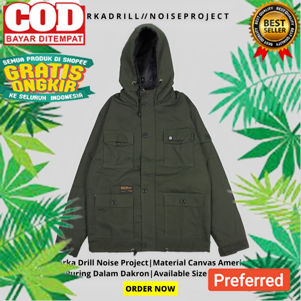 Jaket Parka Pria Canvas Drill Hijau Army Noise Project Original// JAKET KEREN MODEL BARU TERPOPULER 