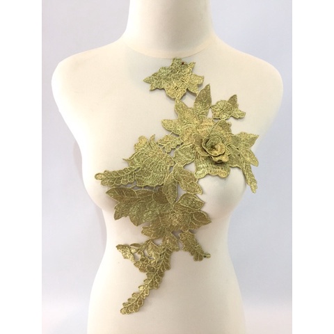 Bordir Bordir Patch 3D silver/gold - bordir tempel bunga 3Dbisa pesan satuan